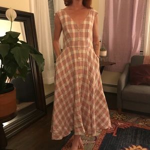 Veronica Beard Plaid Maxi Circle Button Down Dress